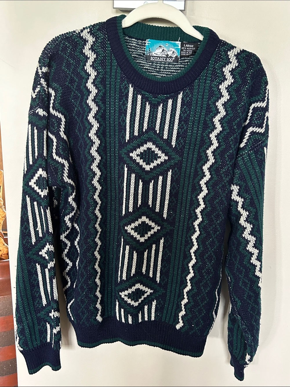 VTG Botany 500 Cosby Style Sweater Men’s Size XL Green Soft Acrylic Nordic LP